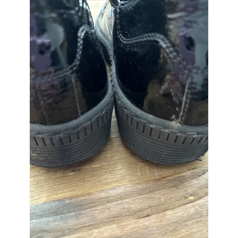 GABOR Comfort Black Patent Oxford Almond Toe Lace Up Brogue Loafer Academia Y2K